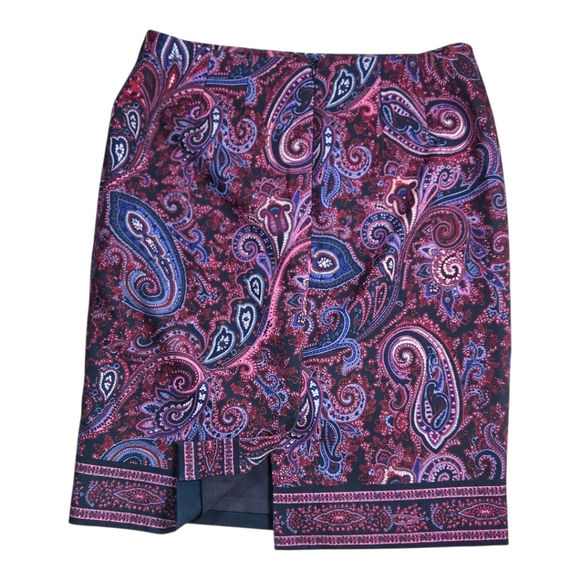 Talbots Petites Paisley Mini Skirt - Blue and Pink Size 4 - Picture 2 of 4